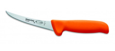 Speciální vykosťovací nůž se zahnutou čepelí, poloohebný,oranžový v délce 13 cm