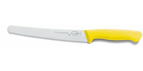Víceúčelový nůž s vlnitým výbrusem, žlutý  v délce 26 cm