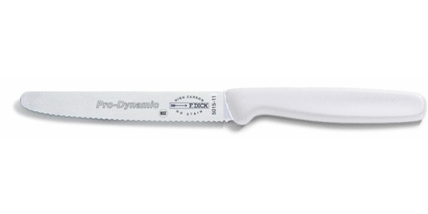 Víceúčelový nůž s vlnitým výbrusem, bílý v délce 11 cm