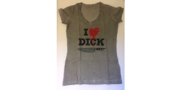 Dámské tričko s nápisem "I love Dick" s "V" výstřihem (L)