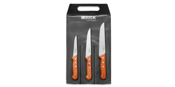 F. Dick Sada 3 nožů se dřevěnou rukojetí 18 cm, 13 cm a 21 cm