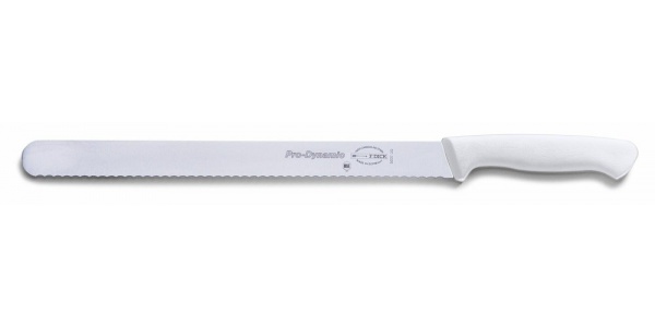 Nářezový nůž s vlnitým výbrusem, bílý v délce 30 cm