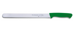 Nářezový nůž s vlnitým výbrusem, zelený v délce 30 cm
