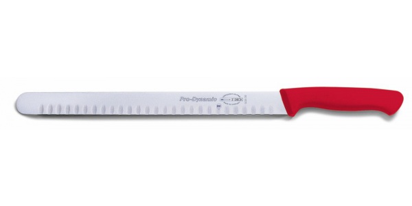 Nářezový nůž se speciálním výbrusem, červený v délce 30 cm