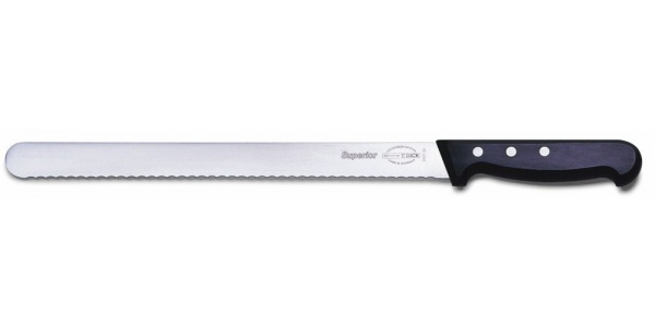 Nářezový nůž se zakulacenou špičkou a vlnitým výbrusem v délce 30 cm