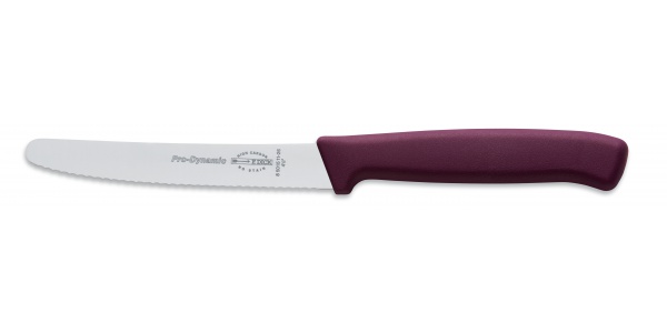 Víceúčelový nůž s vlnitým výbrusem, 11 cm, barva fialová