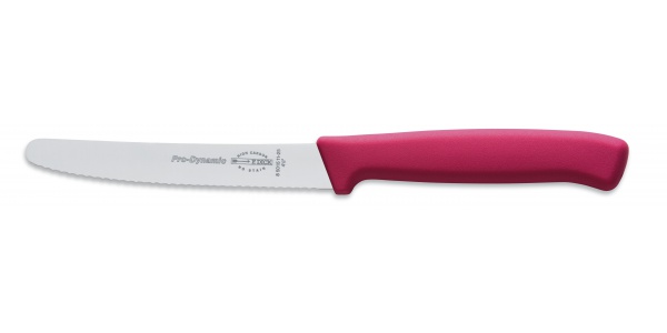 Víceúčelový nůž s vlnitým výbrusem, 11 cm, barva růžová