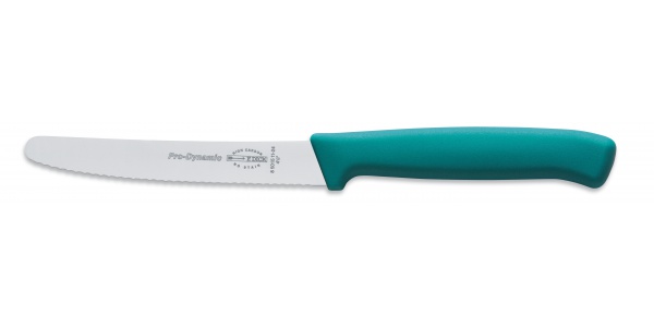 Víceúčelový nůž s vlnitým výbrusem, 11 cm, barva tyrkysová