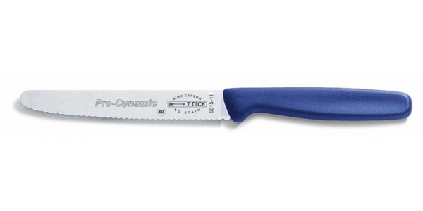 Víceúčelový nůž s vlnitým výbrusem, modrý v délce  11 cm