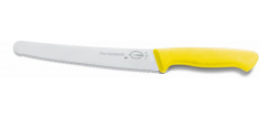 Víceúčelový nůž s vlnitým výbrusem, žlutý  v délce 26 cm