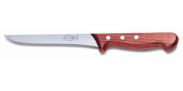 Vykosťovací nůž s úzkou čepelí a dřevěnou rukojetí v délce 13 cm