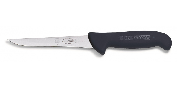 Vykosťovací nůž s úzkou čepelí, černý v délce 15 cm